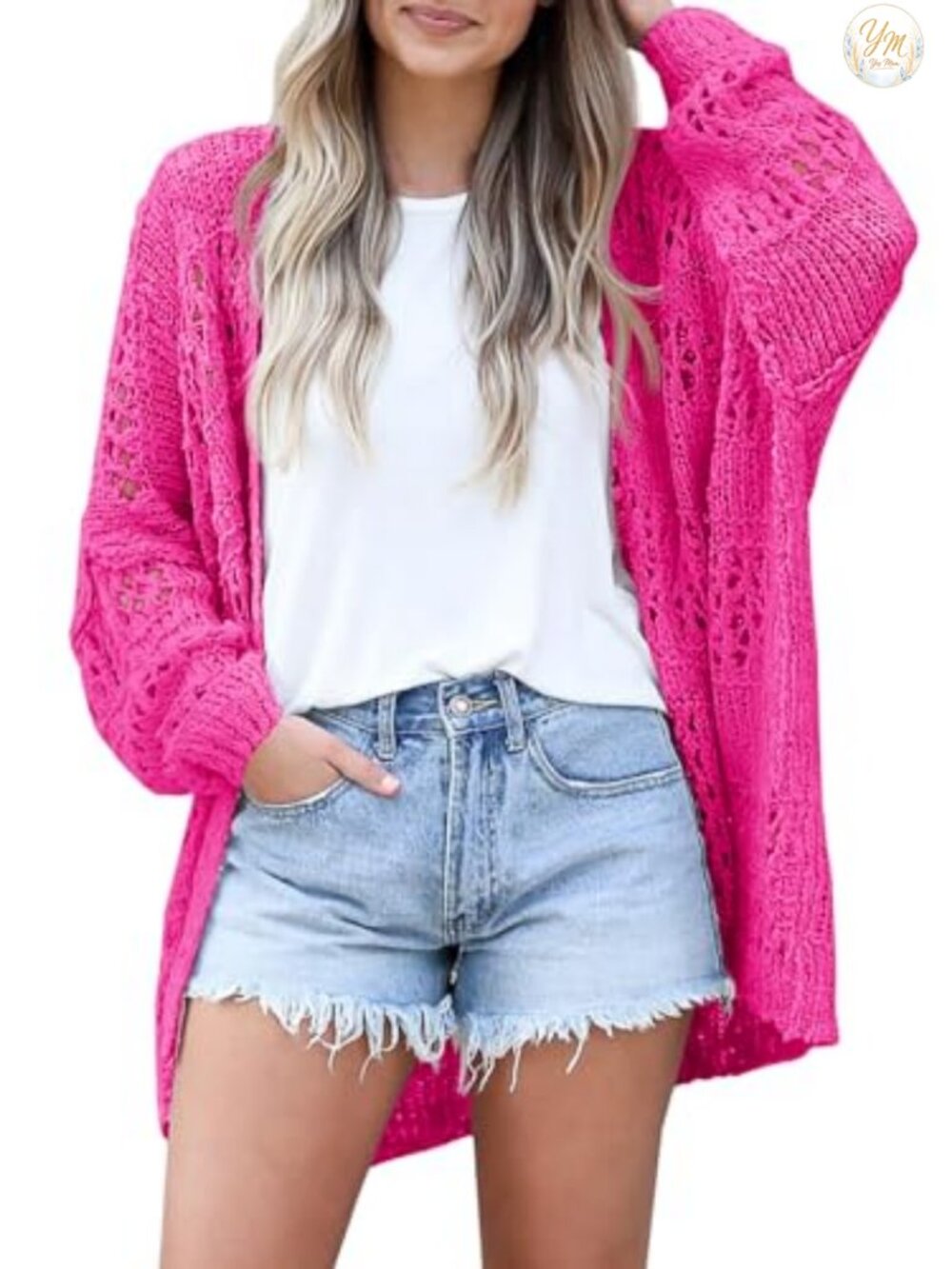 Crochet Knit Cardigan Lightweight Summer Kimono Boho Loose Fit Women's